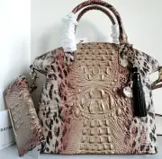 Brahmin Duxbury Dome Satchel Prowl Ombre Leather Cheetah Bag+Wallet+Tassel NWT
