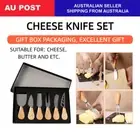 6Pcs Cheese Knife Set Oak Handle Baking Tool Cutting Slicer Shovel Fork Mum Gift
