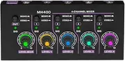 ieron 4 Channel Line Mixer, Mini Audio Mixer, Low Noise DC5V, 4 Inputs and Outputs, Supports Mono and Stereo for Microphones, Guitars, Keyboards, Mixers