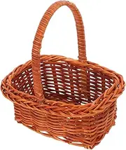 GAXIRE Mini Wicker Basket with Handle for Garden Harvest Small Decorative Storage Basket for DIY Crafts Picnic and Flower Arrangements Rattan Design