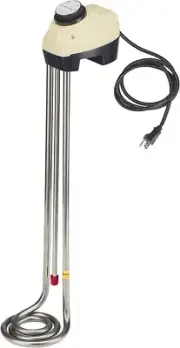 White Immersion Water Heater 1500W - Adjustable Thermostat & Safety Shutoff
