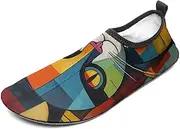 [BTCOWZRV] Water Shoes for Women Men Cat Face Abstract Water Sports Shoes Slip-on Breathable Lightweight Athletic Aqua Sock