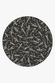 245' Round | Machine Washable Runner Rug | Kid & Pet Friendly | Indoor Rug | Bone Dance Black Rug | Ruggable