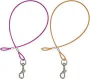2 Pack Metal Dog Leash Extender 24 Inch for Large Dog Leash Short Cable Dog Leash Steel Dog Leash Accessories for Training Running Purple Orange
