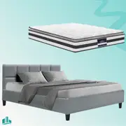 Queen Package | Bondi Bed Grey & Normay Pillow Top Mattress (Medium Firm)