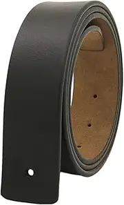 [Vsenkes] Vintage PU Leather Belt for Men, Without Buckle Leisure Belts 47inch Waist Band for Slacks Trouser Clothing Jeans Automatic Buckle, Black