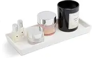 JO LAVIE - Crystal White Vanity Sink Tray - Modern Bathroom Decor for Restroom, Dressers, Countertop - Versatile House and Apartment Decoration - 12" x 5" x 1"