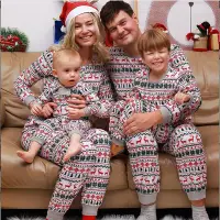 在飛比找Yahoo!奇摩拍賣優惠-新年歐美 親子裝全家裝 春秋圣誕節新款 親子家居服套裝睡衣批
