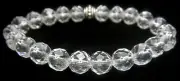 BRACELET - CLEAR QUARTZ Grade A Faceted 8mm Round Crystal Bead w/Description