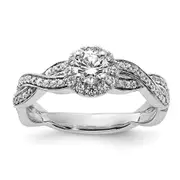 0.33ct. CZ Solid Real 14k White Round Complete By-Pass Engagement Ring