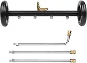 Daseeme 16 Inch 2-in-1 Undercarriage Pressure Washer Surface Cleaner Power Washer Attachment Water Broom with Extension Wands for Car Ground Cleaning