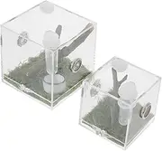 GRIRIW 2pcs Clear Acrylic Spider Enclosure Box Breeding Habitat for Jumping Spiders Reptiles Transparent Feeding Container with Breathable Side