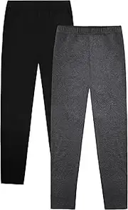 [VOGRYE] 2 Pack Girls Leggings Thick Cotton Leggings for Girls Kids Full Length Girls Pants Stretchy