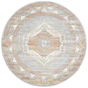 Madison Grey Terracotta Aztec Medallion Round Rug
