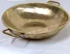 Thai Traditional Wok Brass Pan Flat Bottomed Cooking Food & Dessert XL Size 16"