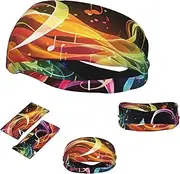 [QMNEHJ] Sports Headband for Men Women Moisture Wicking Athletic Sweatband Rainbow Musical Note Melody Workout Sweat Bands Non Slip Headbands Stretchy Hairband for Running Cycling Football Yoga