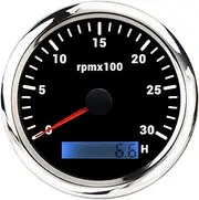 PMGMZPGPMA 85mm Car Boat Tachometer Gauge LCD Hour Meter 3000 4000 6000 8000 RPM12V/24V 7Colors Backlight Tacho Sensor Marine Tacho Meters Automobile Tachometer(BS 3000RPM)