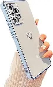 [ZTOFERA] Designed for Samsung Galaxy A53 Case,Cute Plating Edge Love Hearts Pattern with Camera Lens Protection Phone Cover for Samsung Galaxy A53 5G,Blue