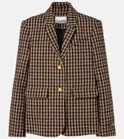 [Ganni] Ganni Checked blazer AU 16 brown