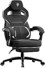 Dowinx Fabric Gaming Chair with Footrest, Big and Tall Ergonomic Gamer Chair with Lumbar Support, Wide Back Computer Chair for Heavy People, Black