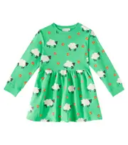 [Stella McCartney Kids] Stella McCartney Kids Printed cotton fleece dress Y 4 green