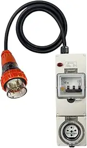 Power Adapter 5 Pin 40 Amp Three Phase to 3 Pin 20 Amp Round Single Phase Outlet RCBO Protected