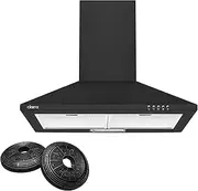 CIARRA Cooker Hood 60cm CBCB6201 600mm Kitchen Extractor Hood with Carbon Filters Recirculating&Ducting Wall Mounted Cooker Extractor Fan Black