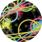 Glow Party Small Paper Plates (Pack of 8)