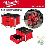 金金鑫五金 正品 美沃奇 米沃奇 MILWAUKEE 配套抽屜收納箱 2抽 48-22-8442 系統工具箱 台灣公司貨