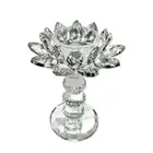 Bright Crystal Lotus Candlestick Durable Glass Candle Stand Home Decoration