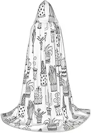 VPPUR Cactus Plants Print Unisex Hooded Cloak For Carnival Theme Party Decorations Witch Costume Cosplay