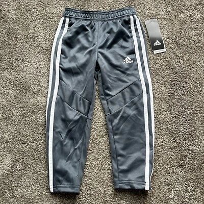 Adidas Iconic Tricot Pant Size 4 DK Grey White Three Stripe Side Pockets NWT