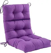 ZEOLABS Outdoor High Back Chair Cushion,Water Resistant Tufted Adirondack Rocking Chair Cushion with Ties,Replacement Seat Cushion for Patio Furniture,Purple