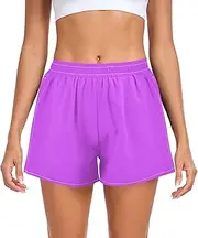 [ODAWA] Maroon Womens Casual Summer Shorts, Quick Dry Womens Swim Shorts Small, Mallow, Small