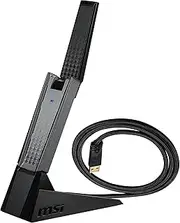 MSI AX1800 WiFi 6 Dual-Band USB Adapter - WLAN up to 1800 Mbps (5GHz, 2.4GHz Wireless), USB 3.2 Gen 1 Type-A, MU-MIMO, Adjustable Antenna, Beamforming, WPA3 - Wired Bracket Included