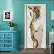 Door Stickers Self-Adhesive Abstract Painting Art Door Sticker Home Decoration Door Cover Mural Porch Wallpaper Poster(95x215cm)