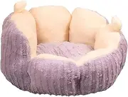 TOMVAES Calming Cat Bed, Fluffy Cat Beds for Indoor Cats, Machine Washable Cactus Dog Bed for Small Dogs, Cat Bed Plush Round Soft Puppy Bed, Purple