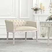 Home Decor | Upholstered Decorative Bench with Armrests | Bench Seat for Entryway and Living Room | 98 x 56 x 69 cm