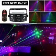 15-EYE RGB DMX Strobe Scan Projector LED Laser Light Disco Stage Lighting Remote