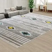 Grey Black Style Pattern Floor Area Abstract Rug Modern Large Carpet (230x160cm)