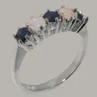 18k White Gold Natural Sapphire & Opal Womens Eternity Ring - Sizes 4 to 12
