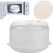 WEZCHUGHAOL Microwave Vegetable Steamer For Cooking, Microwave Steamer With Lid, Health Vegetable Steamer, Bpa Free (Double Classic Style)