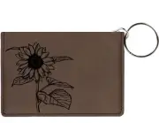 Joyous Sunflower Laser Engraved Leatherette Keychain Wallet