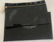 Carolina Herrera makeup pouch BAG patent leather GOLD LOGO zipper clutch