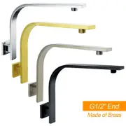 Solid Brass Square High Rise Gooseneck Wall Shower Arm Chrome Black Brushed Gold