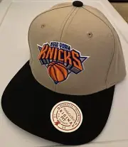 New York Knicks SNAPBACK Hat Mitchell and Ness NEW Snap Back Cap Tan Black NBA