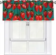 GaxfjRu many Strawberry print Valance Room Darkening Blackout Valances 3 Inch Rod Pocket Window Valance for Bathroom
