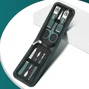 scissors set, Ear pick nail clipper tool, household nail clippers stainless steel pedicure knife,Green 6,piece set