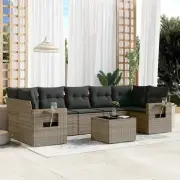 8 Piece Garden Sofa Set Grey Modular Outdoor Furniture Cushions Storage 52277
