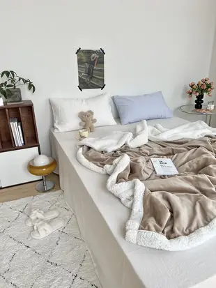 浪漫主義秋冬簡約純色牛奶絨珊瑚絨毛毯午睡毯 (8.3折)